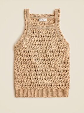 J.Crew NEW Montauk crochet tank top M Medium knit cable-pointelle crochet stitch